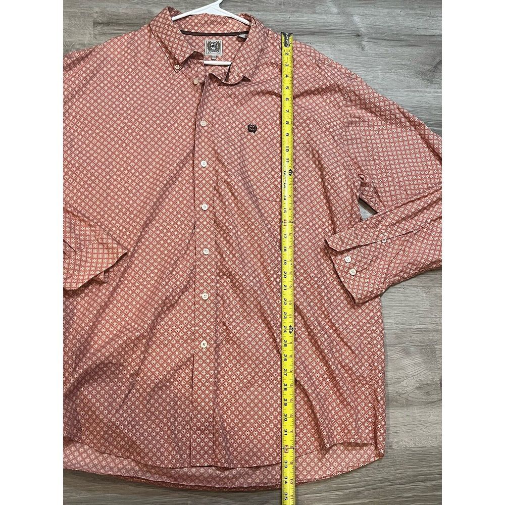 Cinch Burgundy Floral Geometric Long Sleeve Western Button Down Shirt Mens XXL - Picture 2 of 6